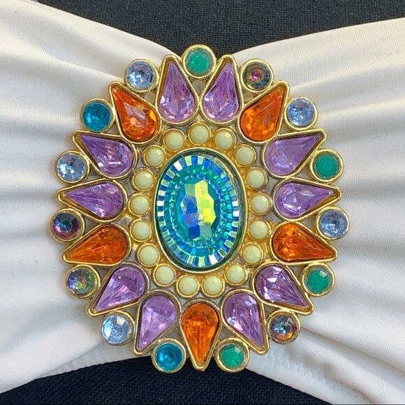 VICTORIA'S Secret white gem jewelled bandeau bikini top Sz S🇨🇦 - Picture 5 of 10